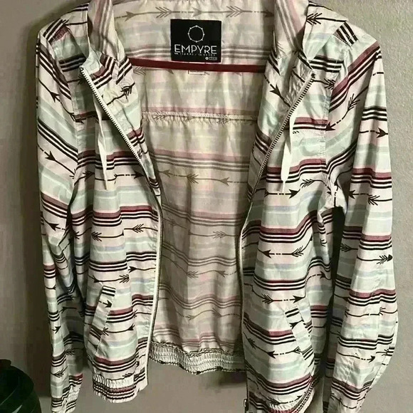 Empyre Aztec Hooded Windbreaker Jacket Drawstring - Picture 5 of 6